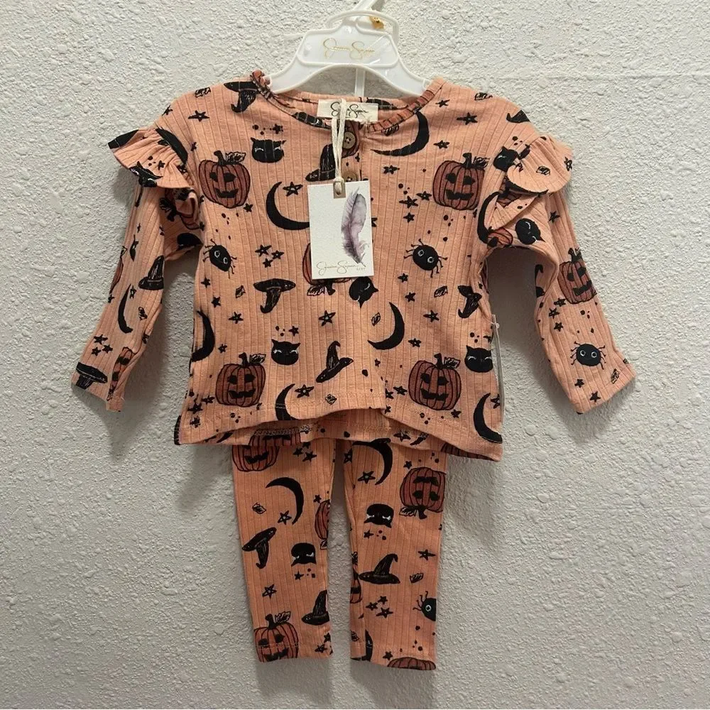 Jessica Simpson Halloween Girls Ruffle Sleeve 2 Piece Outfit NWT 12 Months